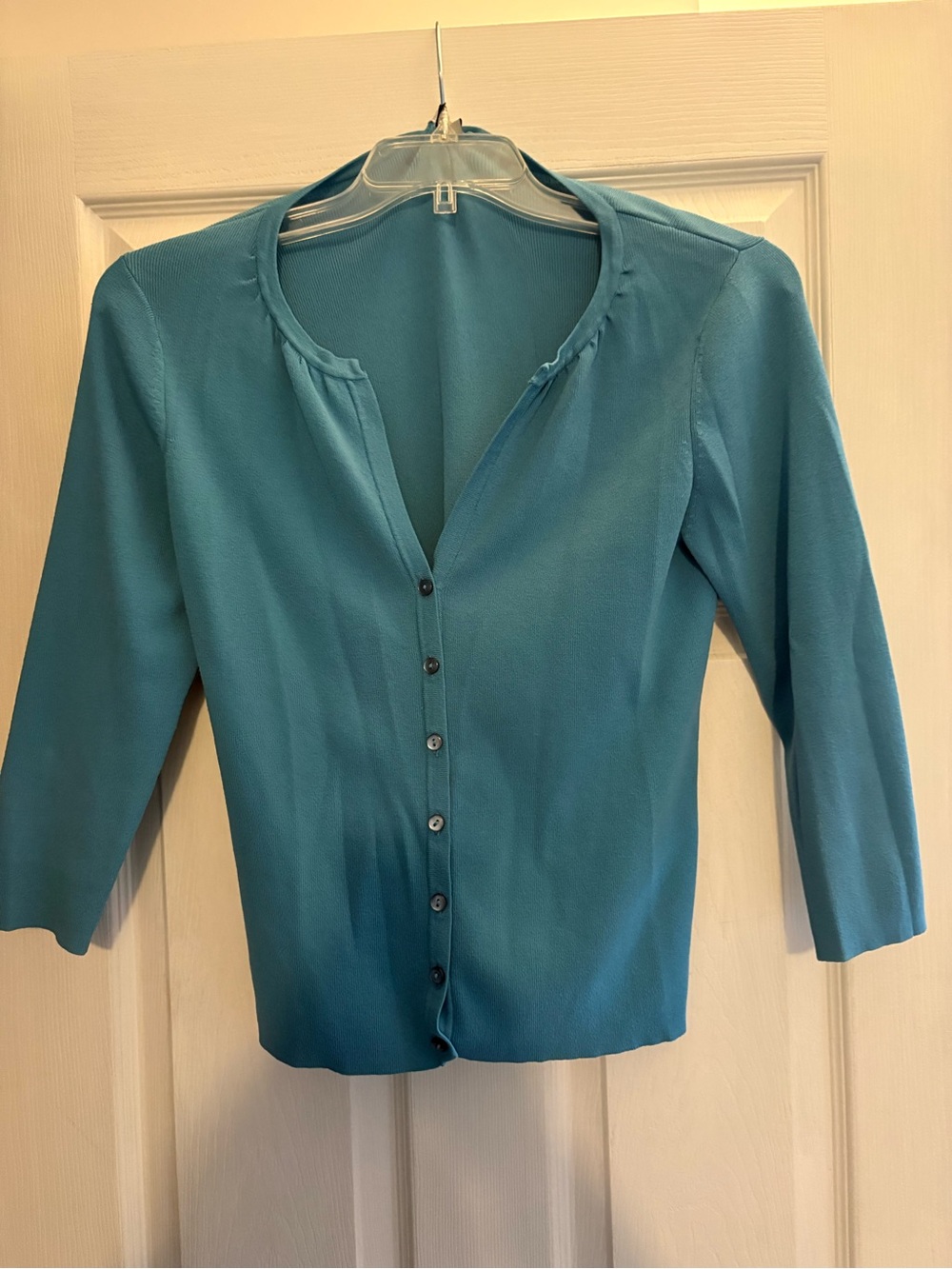 Jessica Teal Button-Front Women's Cardigan